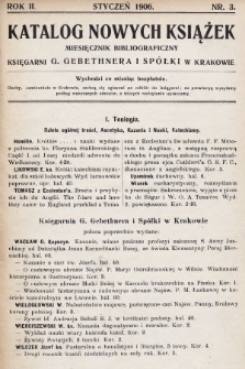 Katalog Nowych Książek : miesięcznik bibliograficzny Księgarni G. Gebethnera i Spółki w Krakowie. 1905/1906, nr 3