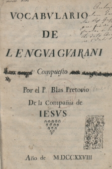 Vocabulario de lengua guarani