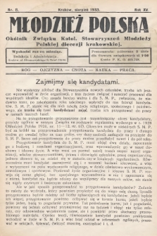 Młodzież Polska : okólnik Związku Katol. Stowarzyszeń Młodzieży Polskiej diecezji krakowskiej. 1933, nr 8