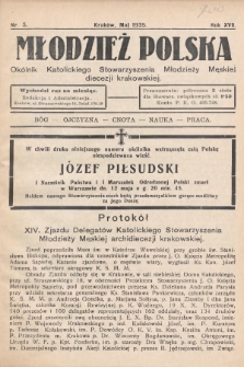Młodzież Polska : okólnik Katolickiego Stowarzyszenia Młodzieży Męskiej diecezji krakowskiej. 1935, nr 5