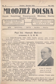 Młodzież Polska : okólnik Katolickiego Stowarzyszenia Młodzieży Męskiej diecezji krakowskiej. 1935, nr 8