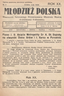 Młodzież Polska : miesięcznik Katolickiego Stowarzyszenia Młodzieży Męskiej Archidiecezji Krakowskiej. 1938, nr 2