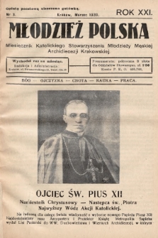 Młodzież Polska : miesięcznik Katolickiego Stowarzyszenia Młodzieży Męskiej Archidiecezji Krakowskiej. 1939, nr 3