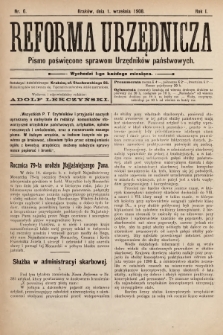 Reforma Urzędnicza : pismo poświęcone sprawom Urzędników państwowych. 1908, nr 6