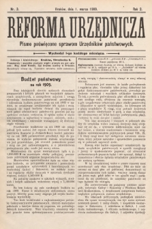 Reforma Urzędnicza : pismo poświęcone sprawom Urzędników państwowych. 1909, nr 3