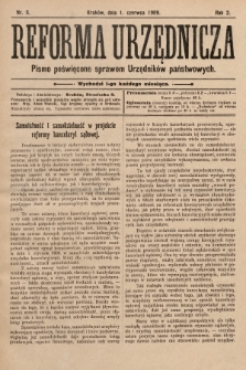 Reforma Urzędnicza : pismo poświęcone sprawom Urzędników państwowych. 1909, nr 6