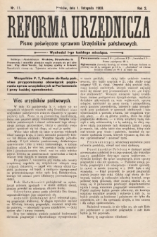 Reforma Urzędnicza : pismo poświęcone sprawom Urzędników państwowych. 1909, nr 11