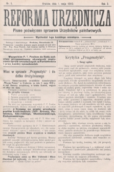 Reforma Urzędnicza : pismo poświęcone sprawom Urzędników państwowych. 1910, nr 5