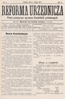 Reforma Urzędnicza : pismo poświęcone sprawom Urzędników państwowych. 1911, nr 2