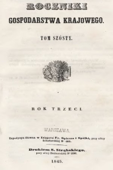 Roczniki Gospodarstwa Krajowego. R. 3, 1845, T. 6, nr 2