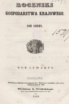 Roczniki Gospodarstwa Krajowego. R. 4, 1845, T. 7, nr 1