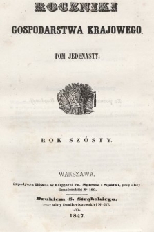 Roczniki Gospodarstwa Krajowego. R. 6, 1847, T. 11, nr 2