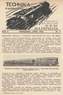 Technika Parowozowa : dodatek do organu Z.Z.M. „Maszynista”. 1936, nr 7