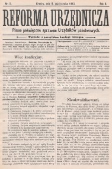 Reforma Urzędnicza : pismo poświęcone sprawom Urzędników państwowych, 1913, nr 9