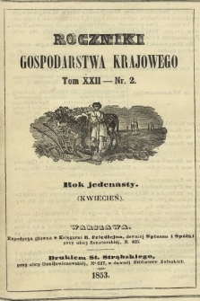 Roczniki Gospodarstwa Krajowego. R. 11, 1853, T. 22, nr 2