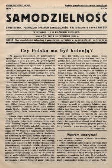 Samodzielność : dwutygodnik poświęcony sprawom samodzielności kulturalno - gospodarczej. 1935, nr 6