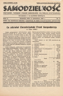 Samodzielność : dwutygodnik poświęcony sprawom samodzielności kulturalno - gospodarczej. 1936, nr 8