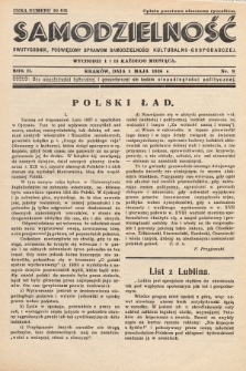 Samodzielność : dwutygodnik poświęcony sprawom samodzielności kulturalno - gospodarczej. 1936, nr 9