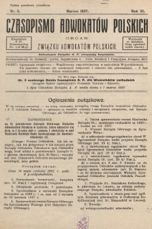 Czasopismo Adwokatów Polskich : organ Związku Adwokatów Polskich. 1927, nr 3