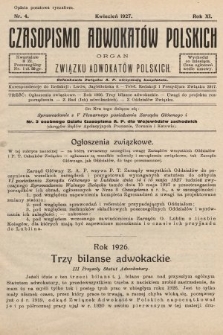Czasopismo Adwokatów Polskich : organ Związku Adwokatów Polskich. 1927, nr 4