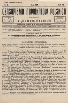 Czasopismo Adwokatów Polskich : organ Związku Adwokatów Polskich. 1927, nr 5