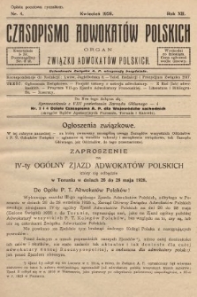 Czasopismo Adwokatów Polskich : organ Związku Adwokatów Polskich. 1928, nr 4