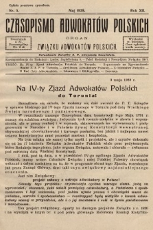 Czasopismo Adwokatów Polskich : organ Związku Adwokatów Polskich. 1928, nr 5