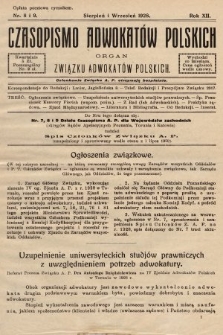 Czasopismo Adwokatów Polskich : organ Związku Adwokatów Polskich. 1928, nr 8 i 9
