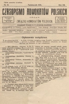 Czasopismo Adwokatów Polskich : organ Związku Adwokatów Polskich. 1928, nr 10