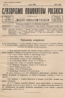 Czasopismo Adwokatów Polskich : organ Związku Adwokatów Polskich. 1929, nr 2