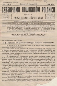Czasopismo Adwokatów Polskich : organ Związku Adwokatów Polskich. 1930, nr 1. 2. 3