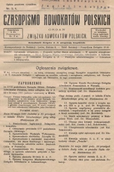 Czasopismo Adwokatów Polskich : organ Związku Adwokatów Polskich. 1931, nr 3. 4