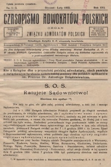 Czasopismo Adwokatów Polskich : organ Związku Adwokatów Polskich. 1932, nr 1-2