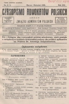 Czasopismo Adwokatów Polskich : organ Związku Adwokatów Polskich. 1932, nr 3-4