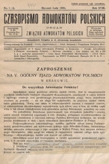 Czasopismo Adwokatów Polskich : organ Związku Adwokatów Polskich. 1934, nr 1-2