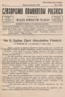 Czasopismo Adwokatów Polskich : organ Związku Adwokatów Polskich. 1934, nr 3-4