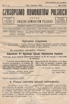 Czasopismo Adwokatów Polskich : organ Związku Adwokatów Polskich. 1934, nr 5-6