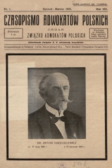 Czasopismo Adwokatów Polskich : organ Związku Adwokatów Polskich. 1935, nr 1