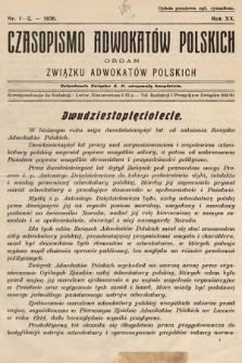 Czasopismo Adwokatów Polskich : organ Związku Adwokatów Polskich. 1936, nr 1-2