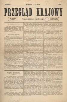 Przegląd Krajowy : czasopismo społeczne. 1892, marzec