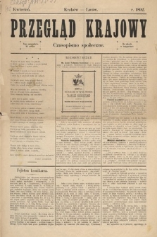 Przegląd Krajowy : czasopismo społeczne. 1892, kwiecień