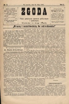 Zgoda : pismo poświęcone sprawom politycznym i społecznym. 1883, nr 2