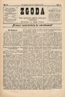 Zgoda : pismo poświęcone sprawom politycznym i społecznym. 1883, nr 11