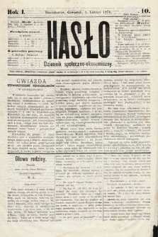 Hasło : dziennik społeczno-ekonomiczny. 1874, nr 10