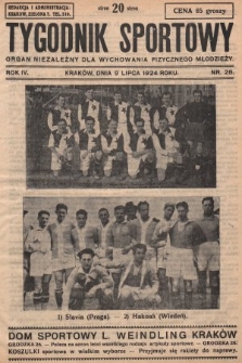 Tygodnik Sportowy : organ niezależny dla wychowania fizycznego młodzieży. 1924, nr 28