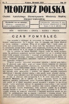 Młodzież Polska : okólnik Katolickiego Stowarzyszenia Młodzieży Męskiej diecezji krakowskiej. 1934, nr 9