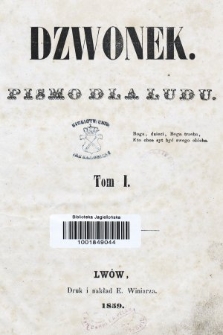 Dzwonek : pismo dla ludu. T. 1, 1859, spis rzeczy