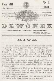 Dzwonek : pismo dla ludu. T. 8, 1863, nr 9