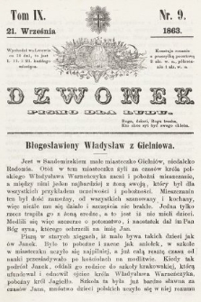 Dzwonek : pismo dla ludu. T. 9, 1863, nr 9