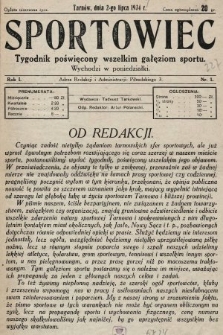 Sportowiec : tygodnik poświęcony wszelkim gałęziom sportu. 1934, nr 1